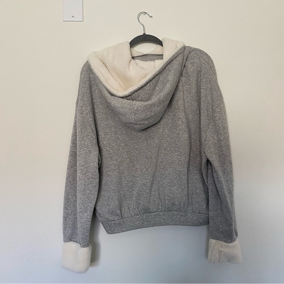 Cropped Gray Plush lined hoodie E Hyphen World Gallery - Picture 7 of 7